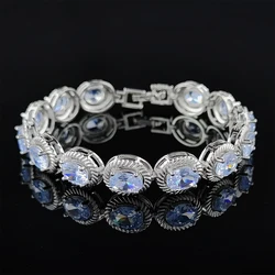 2024 New Arrival Luxury Oval Silver Color On Hand Bracelet Bangle For Women Anniversary Gift Jewelry Bulk Sell S6116