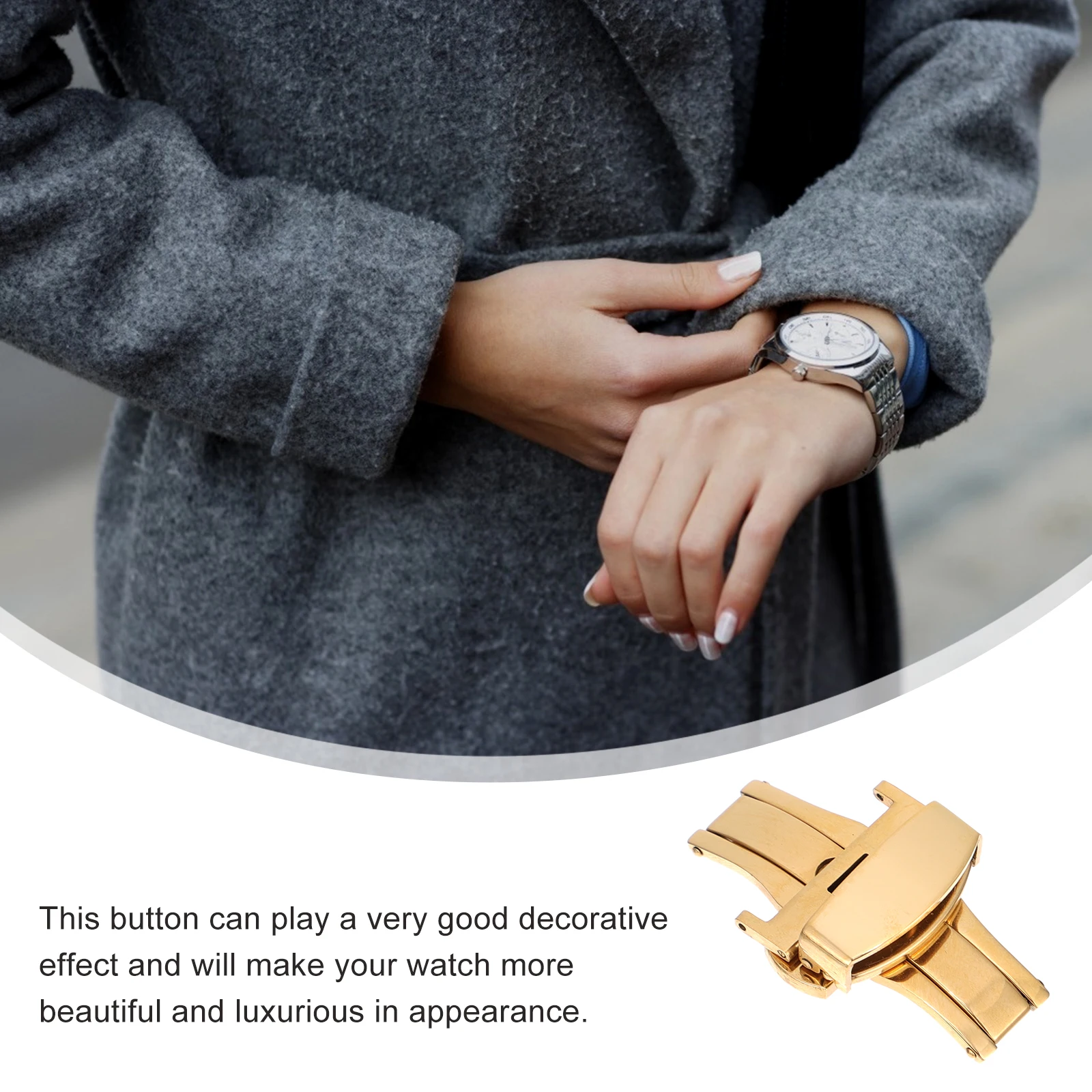 

Stainless Steel Butterfly Buckle Decorative Watch Buckles Bands Clasp Creative Watchband