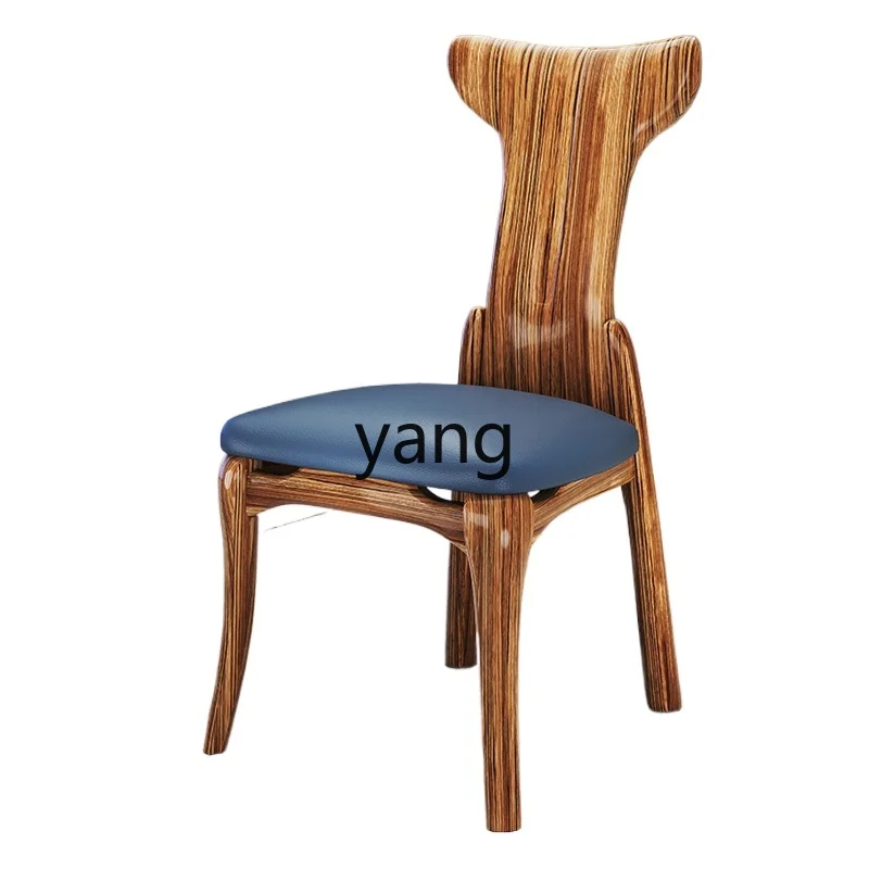 

LXL Ugyen Wood Leather Dining Chair Modern New Chinese Luxury Villa All Solid Wood Home