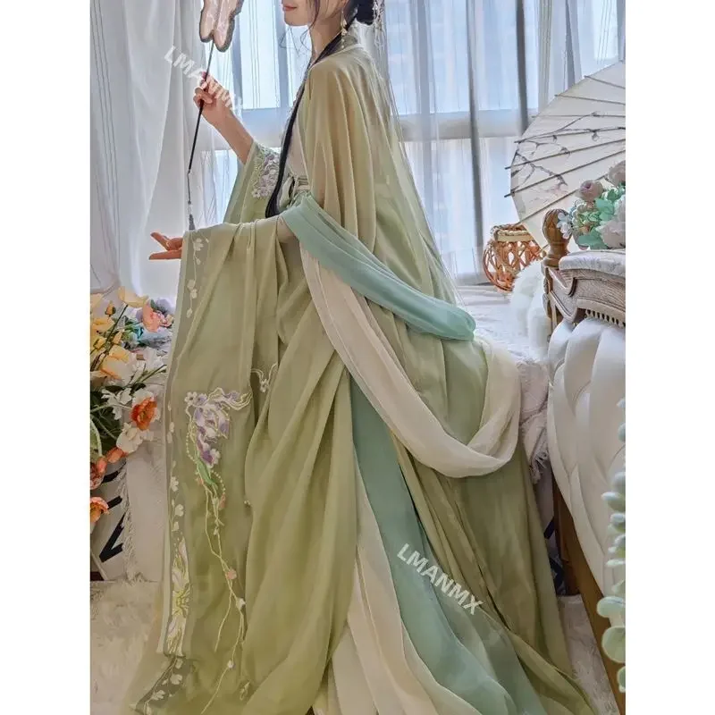 حجم كبير مجموعة Hanfu الصينية التقليدية القديمة الإناث تأثيري حلي حفلة الزي الصيف الرقص Hanfu فستان أخضر Hanfu النساء