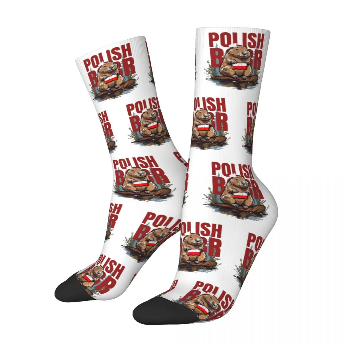 Funny Polish Bobr Bober Beaver Boberek Basketball Socks Kurwa Polyester Crew Socks for Unisex