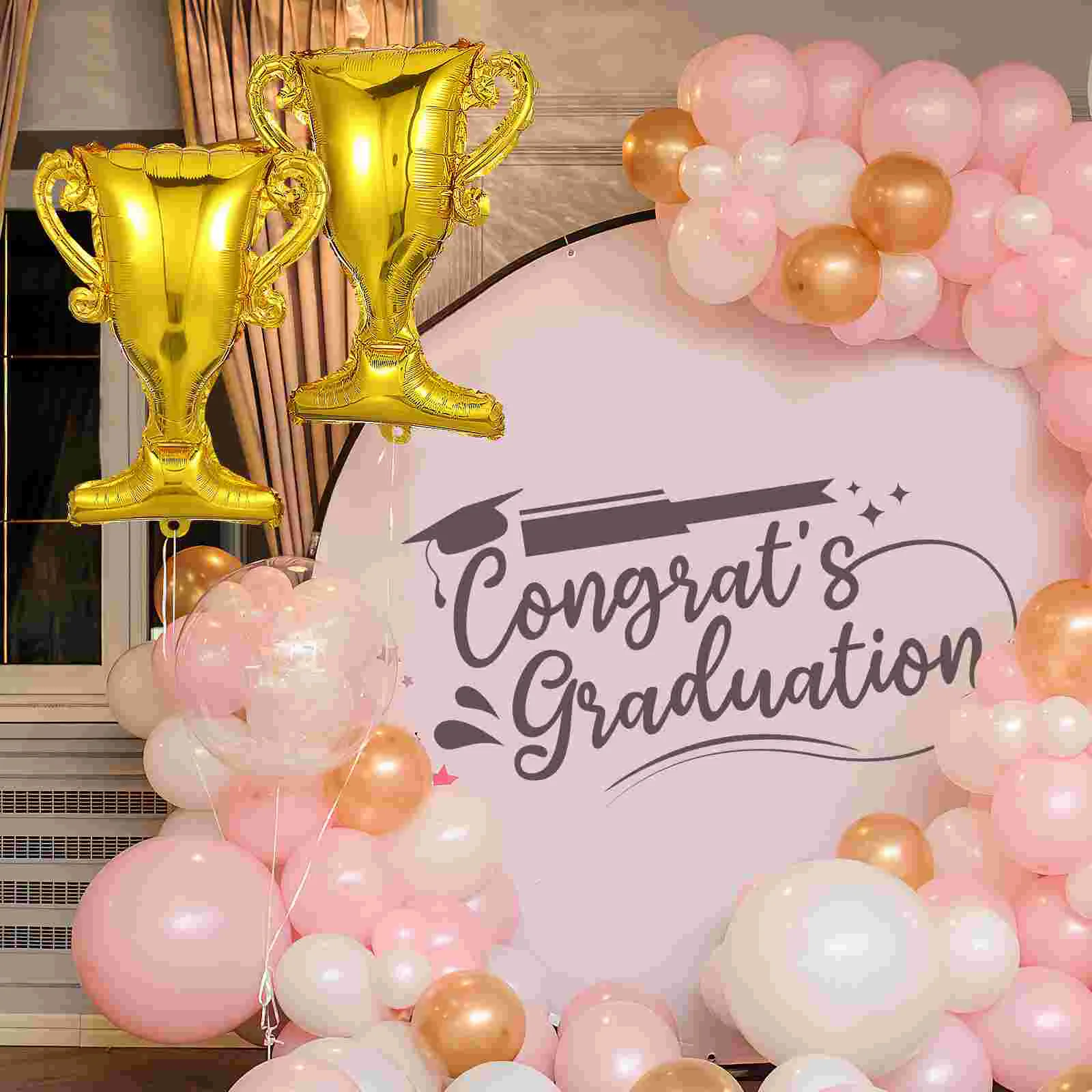 5 Pcs Trophies Trophy Aluminum Film Balloon Congratulations Balloons Graduation Party Decorations Golden Baby