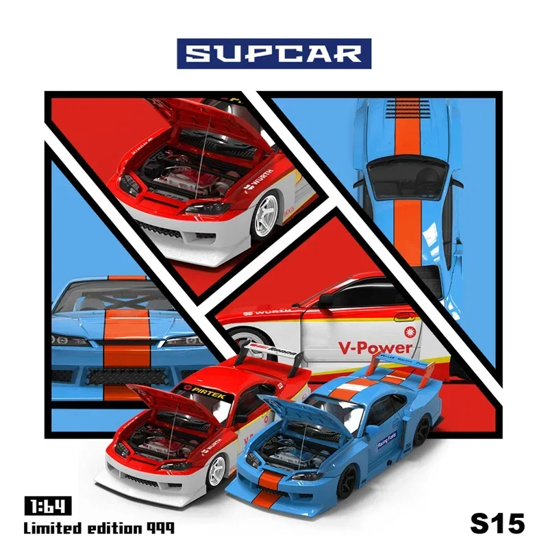 

PreSale SUPCAR 1:64 LB Silvia S15 RedWhite / Blue Collection Miniature Diecast Metal Model Car