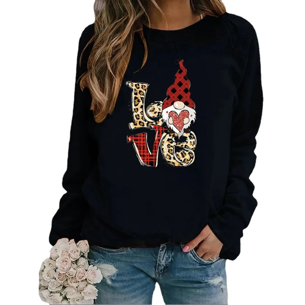 Crew-neck Hoodie Christmas Letter Printing New European and American Valentine\'s Day Hot Sales Streetwear Women  Sweatshirts