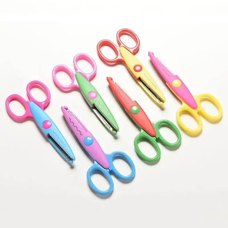 6 Styles Minimalistic Creative Scissors Wavy Pattern Small Round Head Children Handmade Scissors Student Art Tool Kits Supplies