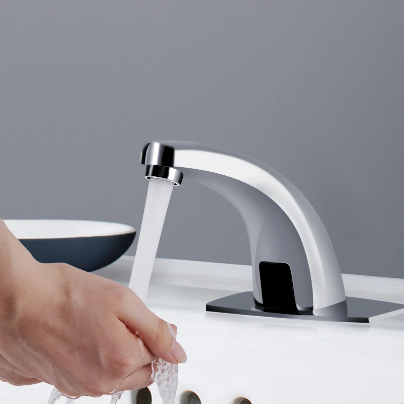 Automatic Touch Free Infrared Sensor Faucets Hot & Cold Bathroom Touchless Water Saving Inductive Electric Water Tap Mixer Power