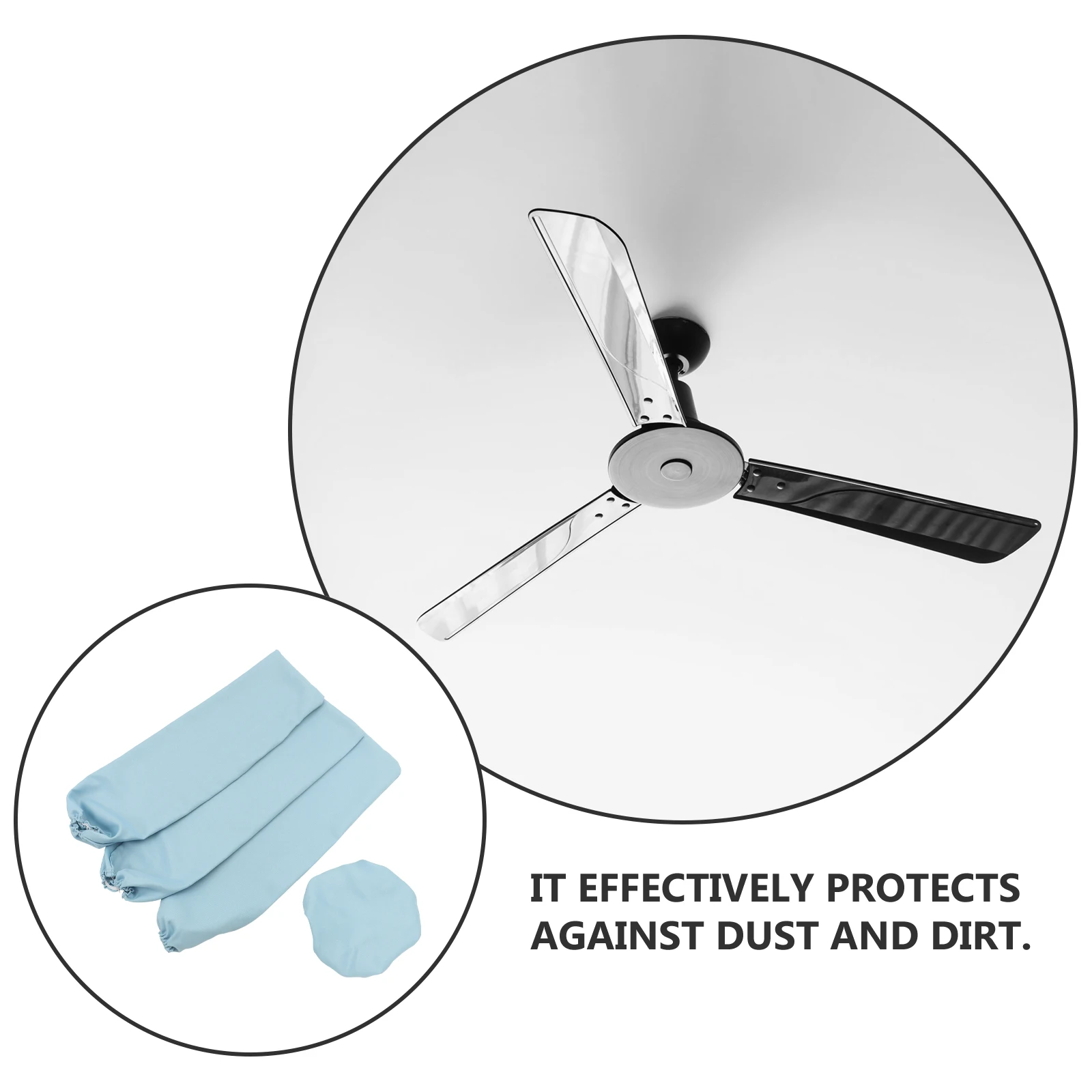 

3pcs Ceiling Fan Blade Cover Dust Protector Full Coverage Reusable Universal Fit for All Types Fans Covers