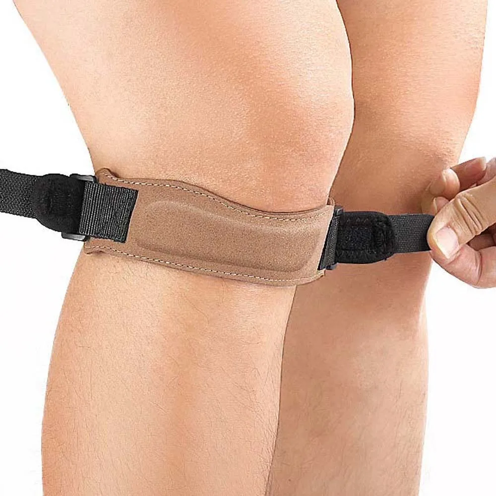 Knee Pad Shock Absorption Patella Knee Belt Knee Joint Rope Ring Pressure Protection Patella Knee Strap Superfiber Leather