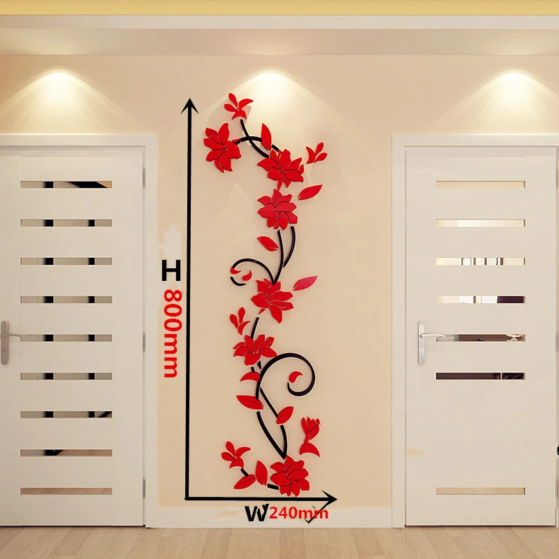 DIY Mirror Flower Wallpaper Acrylic Art Wall Stickers Living Room Decoration Home TV Background Wall Decorative Mural