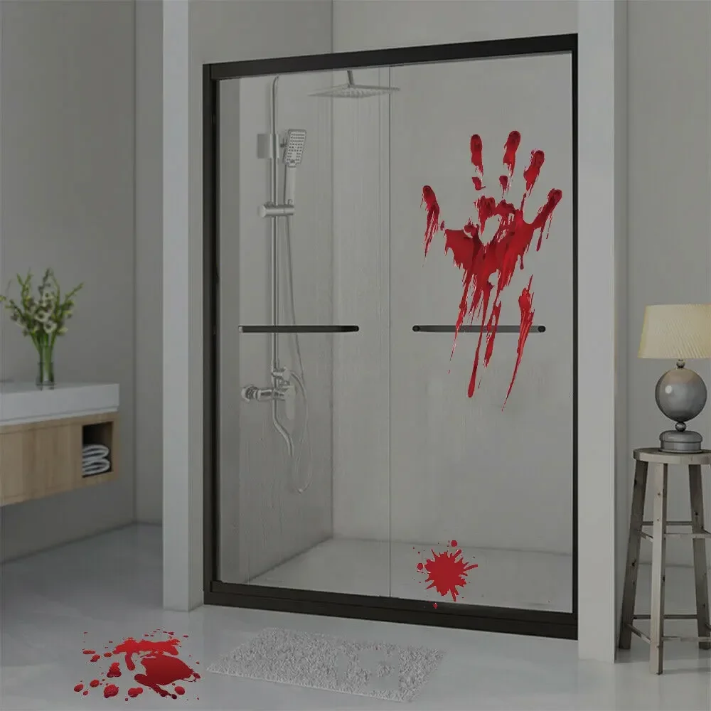 مخيف هالوين ملصقات نافذة الديكور مخيف الدم اليد حزب الشارات الحمراء الدموية اكسسوارات المنزل غرفة المعيشة الديكور