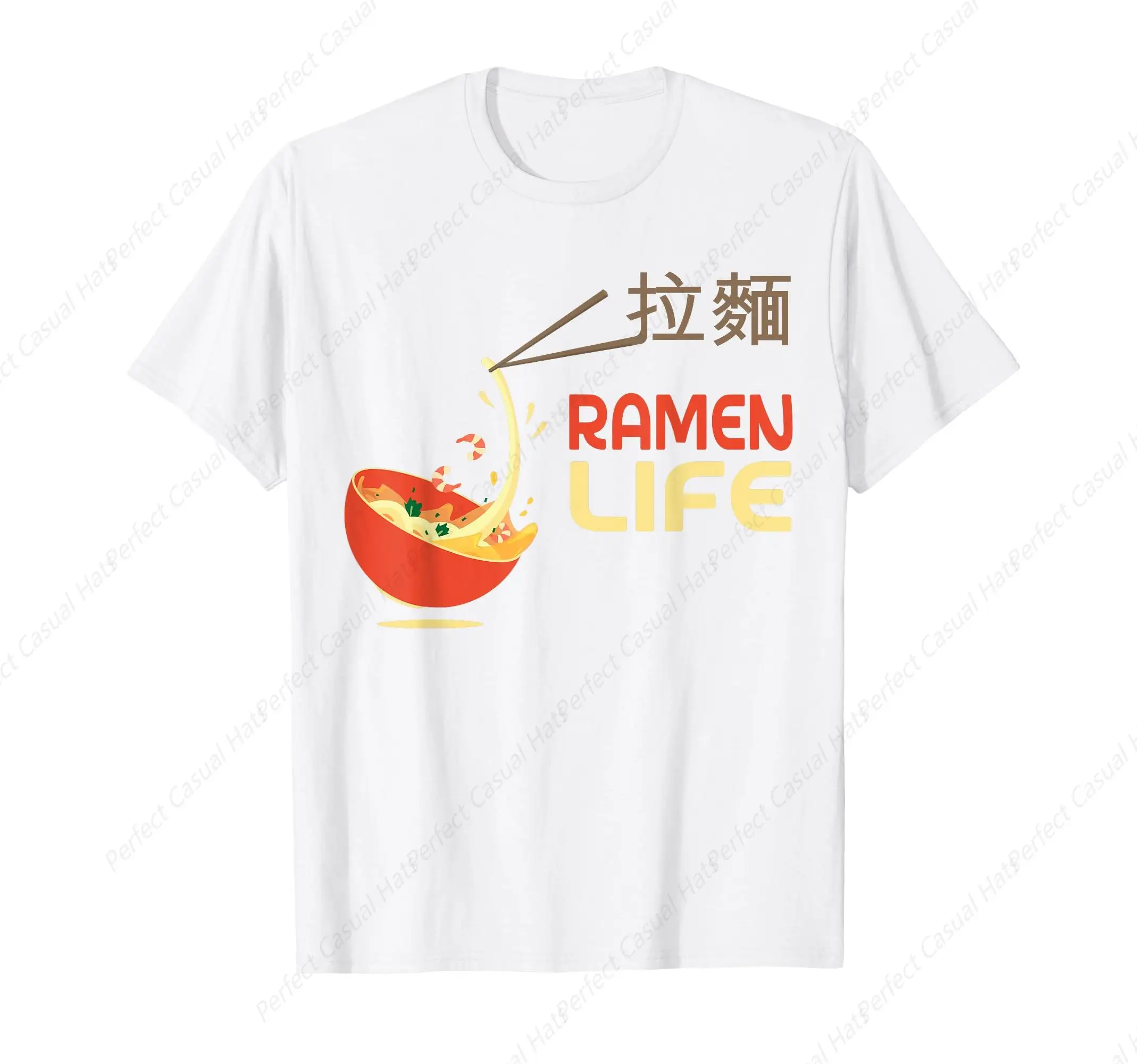 ラーメンライフ用ラウンドネックコットンTシャツ,日本料理,キュート