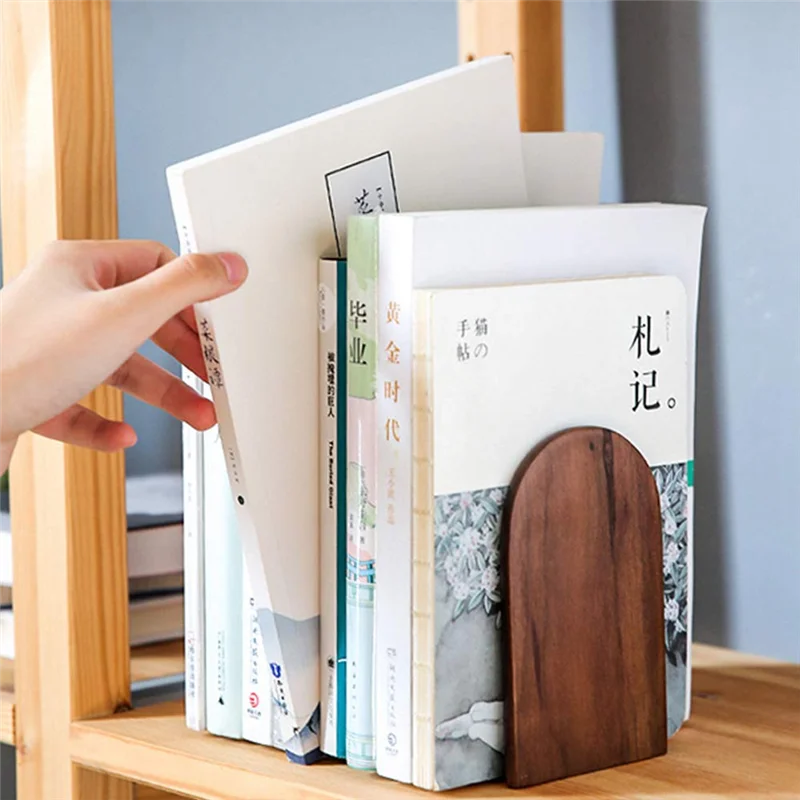 

AC56-Wooden Bookends Heavy Duty Bookshelf Anti-Slip Bookends(2Pcs)