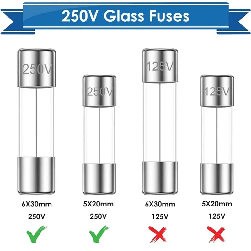 ABMR-10Pcs 5X20mm / 6X30mm 18 AWG Fuse Holder Inline Screws Type + 15 Values 150Pcs Fast Blow Glass Fuses