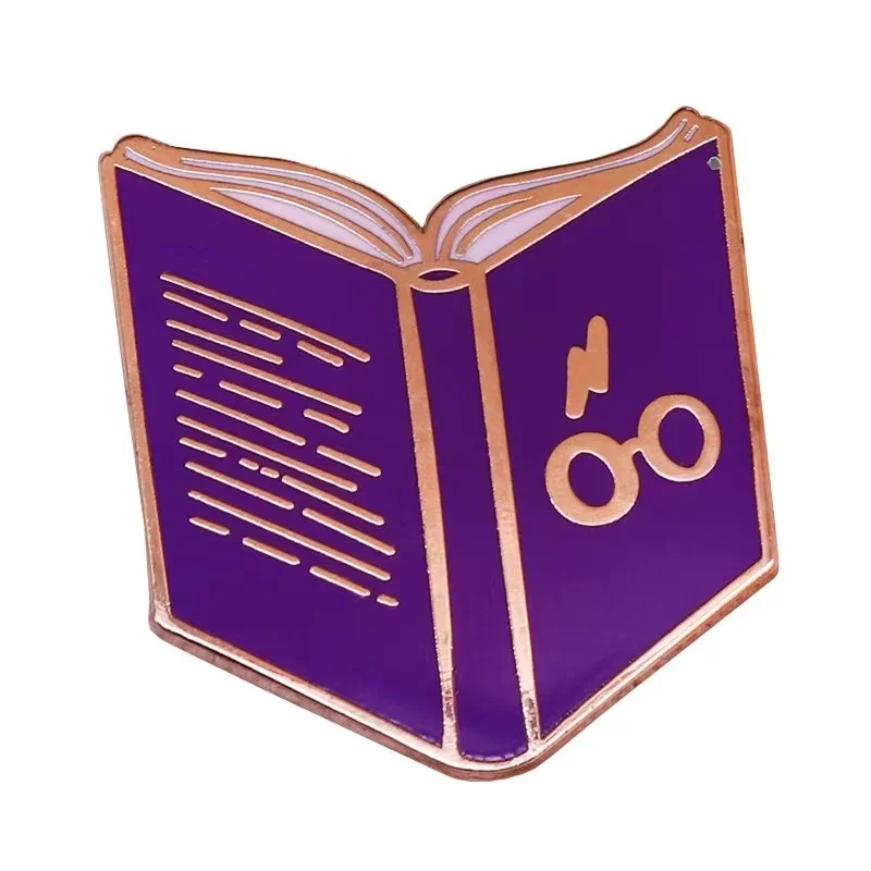 Factory Direct Custom Metal Enamel Pins Shape Cut Purple Badges A Book Personal Brooches for Backpack Hat Gift No MOQ