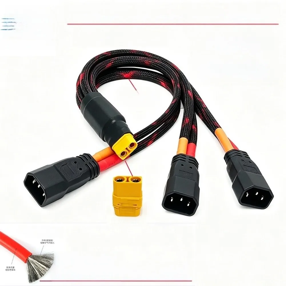 For xt90 Male Female Silicone Cable 0.5 Meter with 3-Pin Straight Socket for High Current for e-bike Power Distribution
