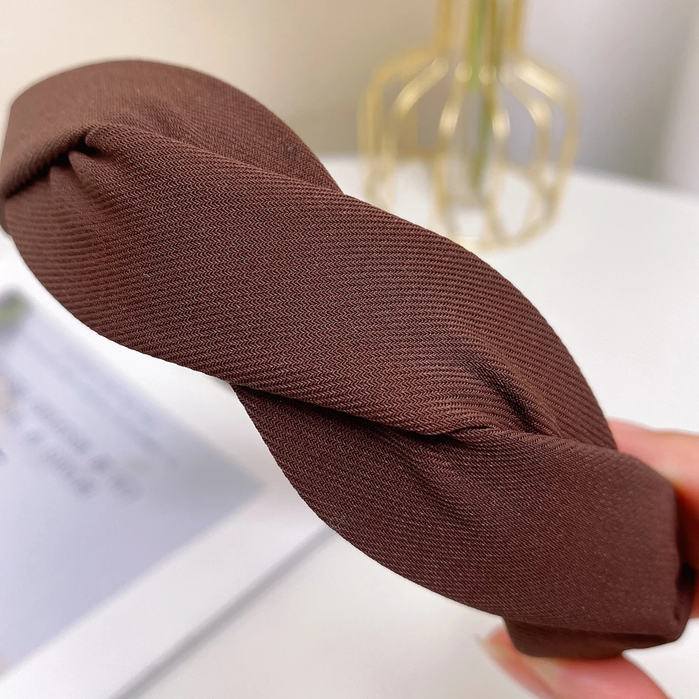 طوق برأس ملتوي أحادي اللون للنساء ، ربطة رأس بسيطة الطراز ، رباط شعر أنيق ، إكسسوارات نسائية #4