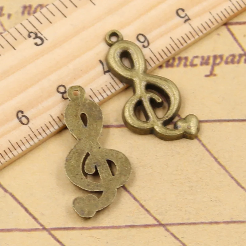 12pcs Charms Musical Note Heart 29x13mm Tibetan Bronze Silver Color Pendants Antique Jewelry Making DIY Handmade Crafts