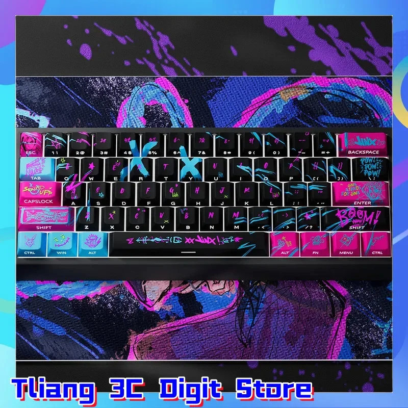 

Jinx Anime Theme Keycaps Mechanical Keyboard Original Side Engraved PBT Gaming Keyboard Accessorie Collection Gift Keycap