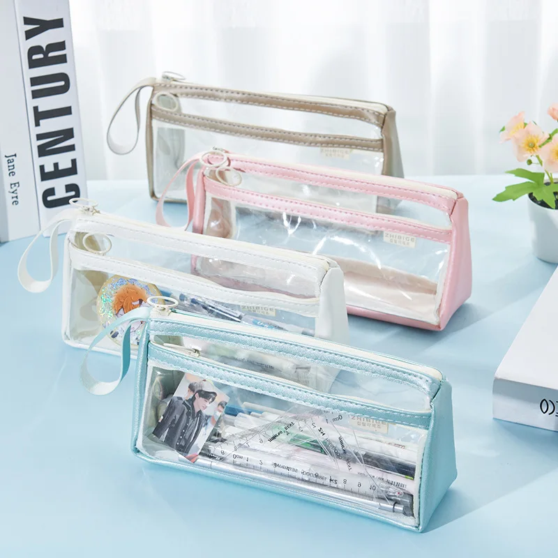 Pen Shiny Transparent Korean Pencil Case Special for Japanese Pencil Case Girl Student Kawaii Stationery Bag