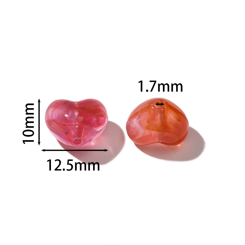 10pcs 10*12.5mm Acrylic Heart Beads Colored Love Shaped Spacer Beads for DIY Crafts Necklace Bracelet Jewelry Making Findings