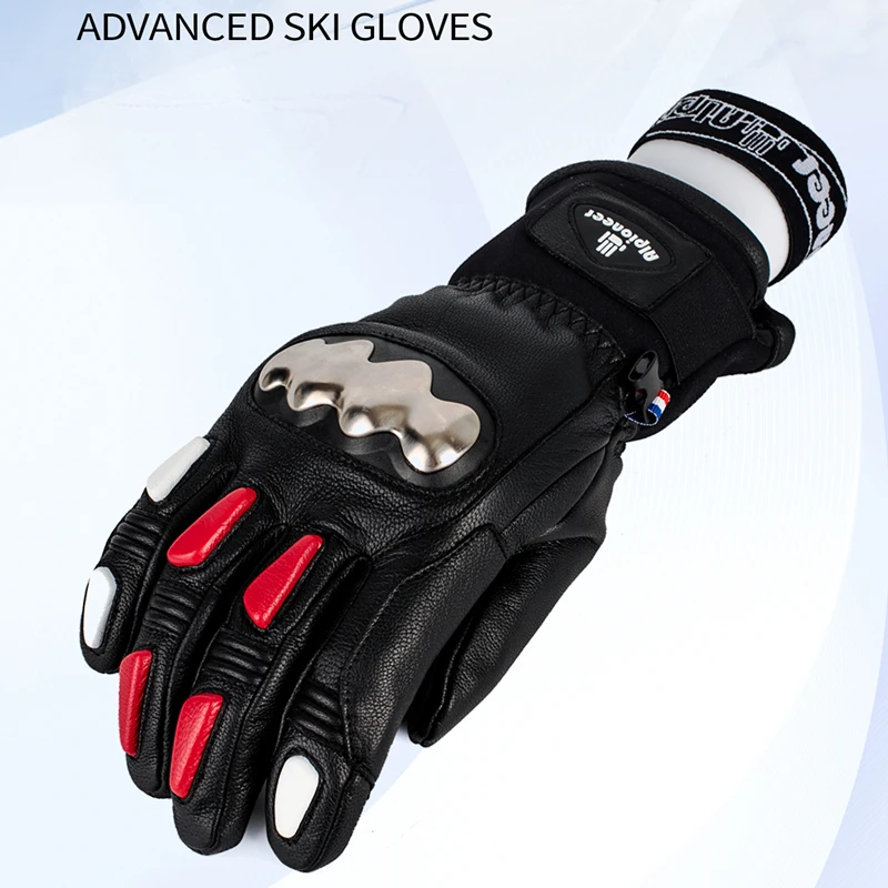 Ski Gloves Professional Thermal Men Women Leather Winter Warm Snow Gloves for Skiing Snowboard Snowmobile Mittens Waterproof