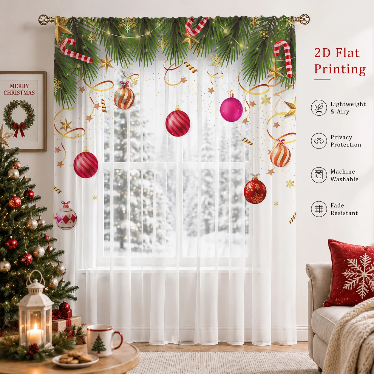Christmas Sheer Curtains Rod P - огляд і ціна Curtain Rods