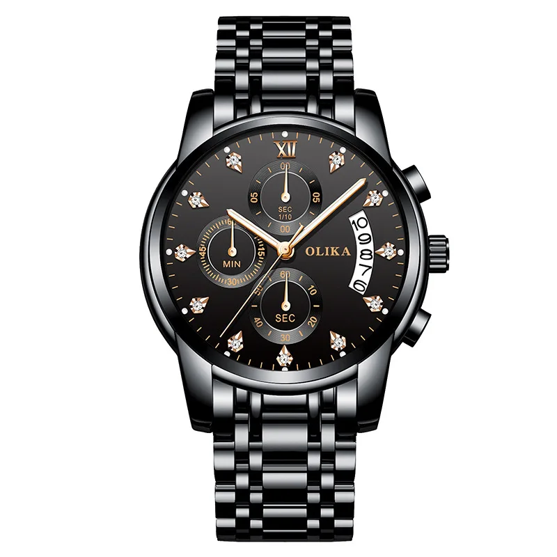 Orologio impermeabile da uomo Cronografo multifunzionale con orologio al quarzo con cintura in acciaio massiccio luminoso in acciaio inossidabile 2025