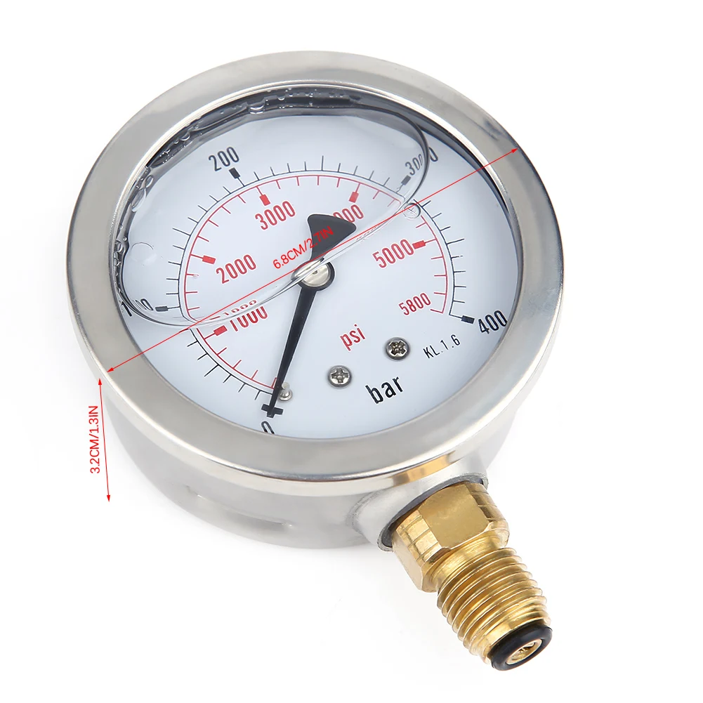 Hydraulic Hose Test Point Coupling M16*2‑BSP1/4 + 0~400BAr 6000PSI Gauge 1.5m Hose