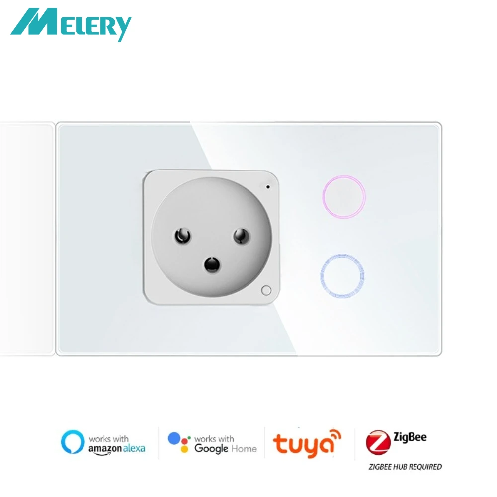 Melery Zigbee Israel Wall Socket Smart Light Switch Electrical Plug Outlet Touch & Remote by Tuya Alexa Google Home Hub Required
