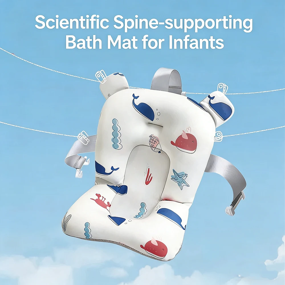 Baby Bath Seat Support Mat Infant Anti-Slip Soft Bath Body Cushion Cute Printed Baby Bath Tub Pad Chair view 5