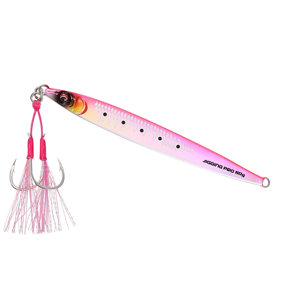 JIGGING PRO Sardine Slider Jig 40g 60g 80g 100g Weitwurf-Metallköder für Küstenangeln im Meerwasser auf Königsfisch und Bernsteinmakrele