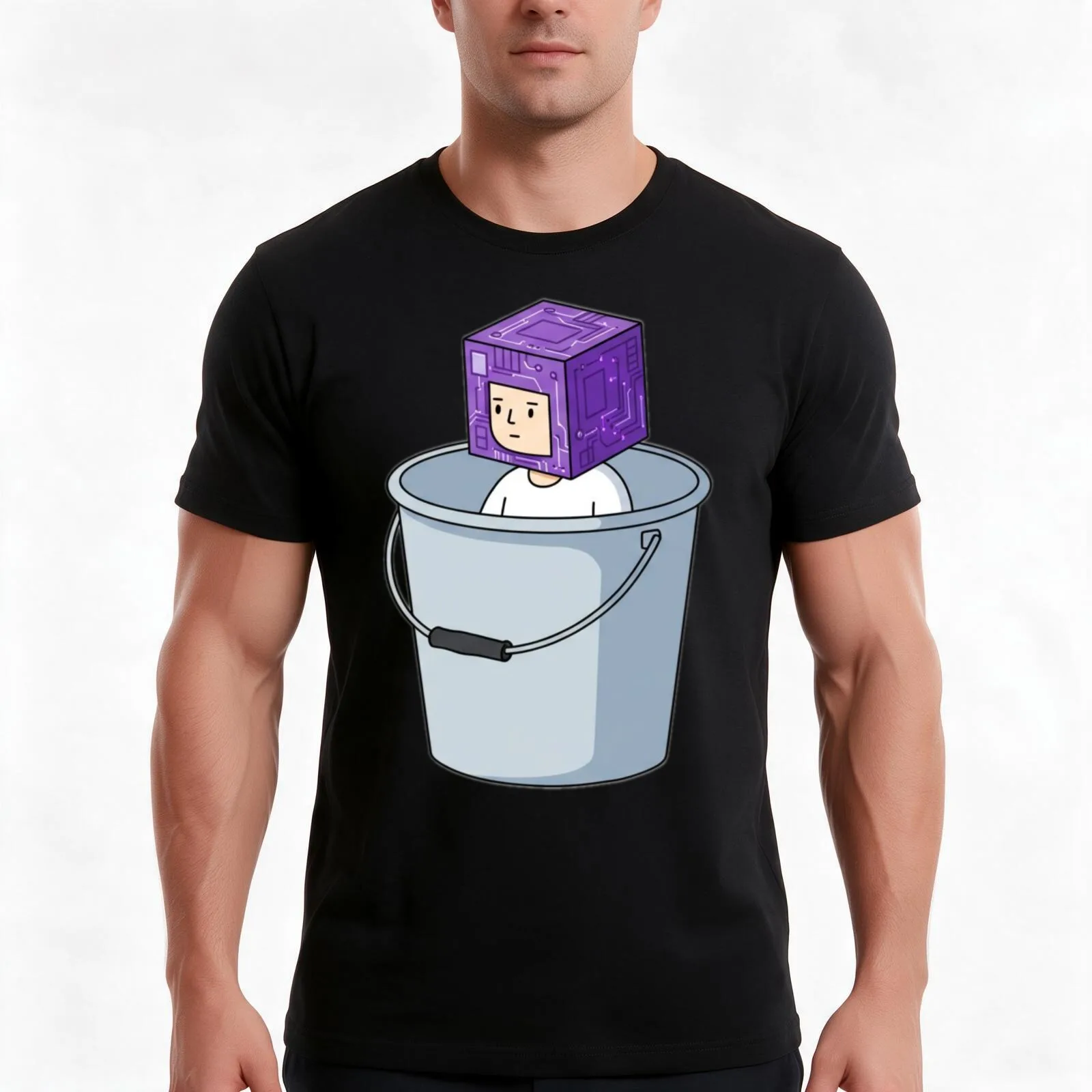 Bucket Kid T-Shirt Summer Casual Cotton Tee Oversized Streetwear Tops Vintage Graphic Print Loose Fit Short Sleeve