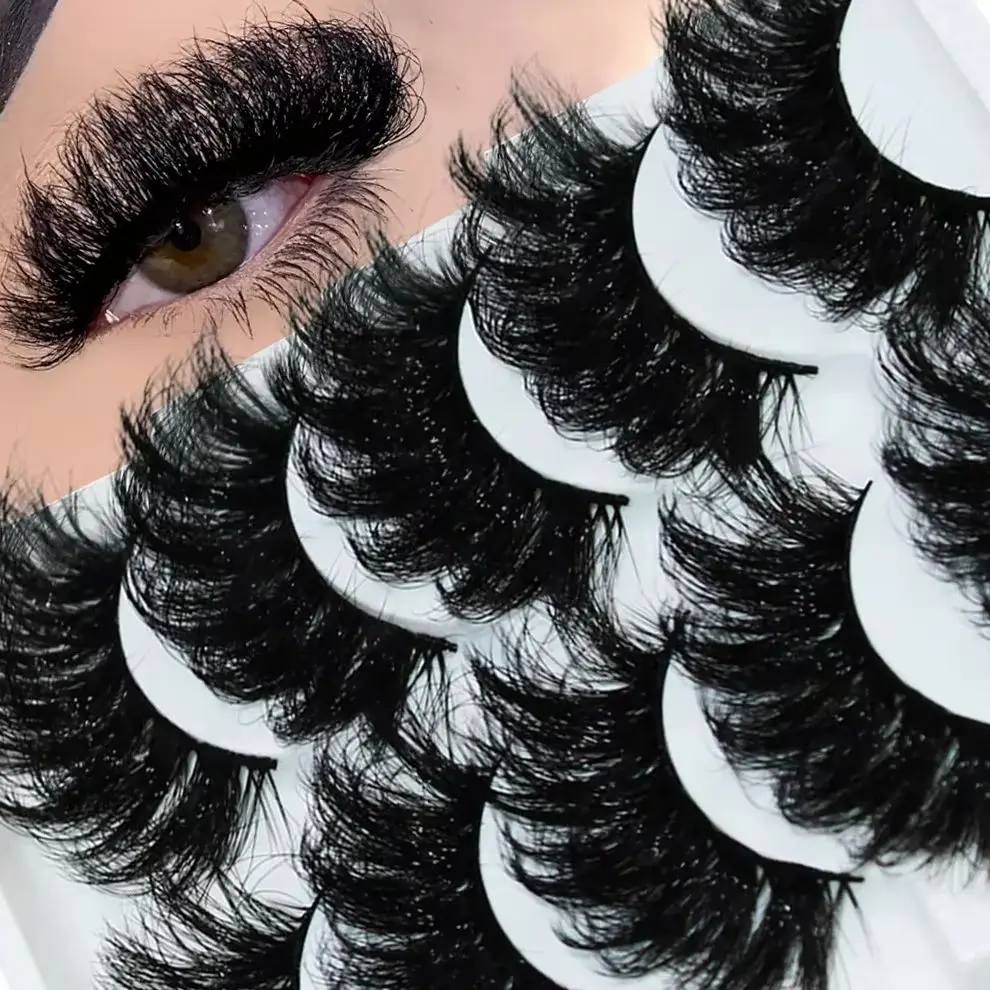 5 Paar dicke, dramatische künstliche Nerzwimpern, flauschige 3D-Wimpern für dramatisches Volumen