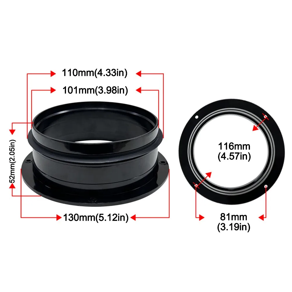 High Quality ABS Exhaust Duct Connector Flange Round Black PVC Pipe Flange Joint 110/160mm Sealing Ring Flange Kitchen