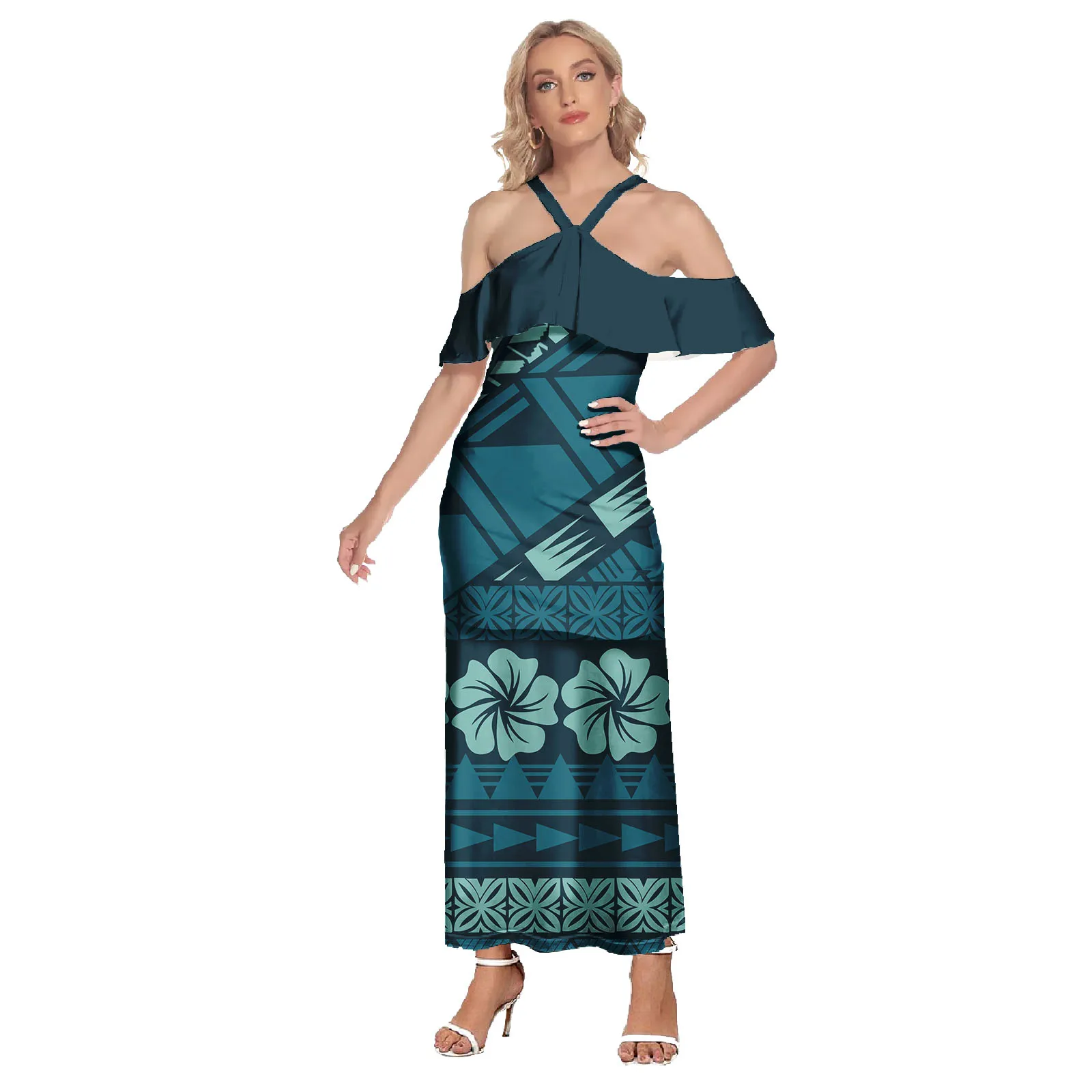 Tribal Design Custom Long Dress Polynesian Flowers Plus Size Samoan Dress Printed Womens Clothing Female