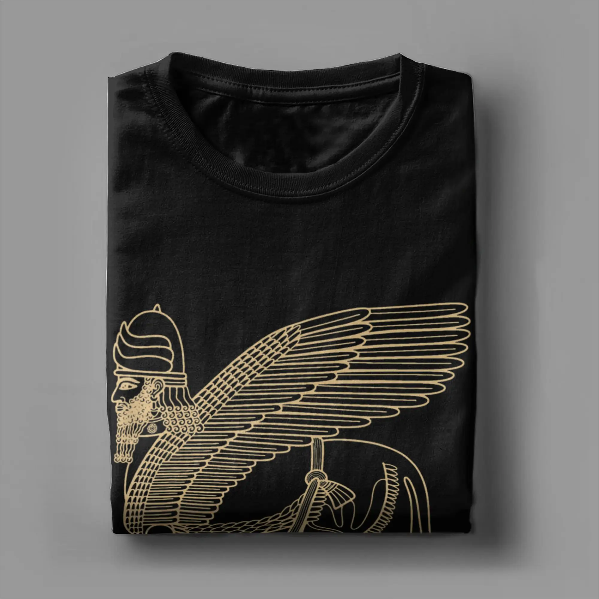 T-Shirt Lamassu Schedu Assyrischer Schutzgott der alten Sumerer T-Shirts Baumwoll-T-Shirt für Männer Y2K Kurzarm-Top-T-Shirts – Detail 4