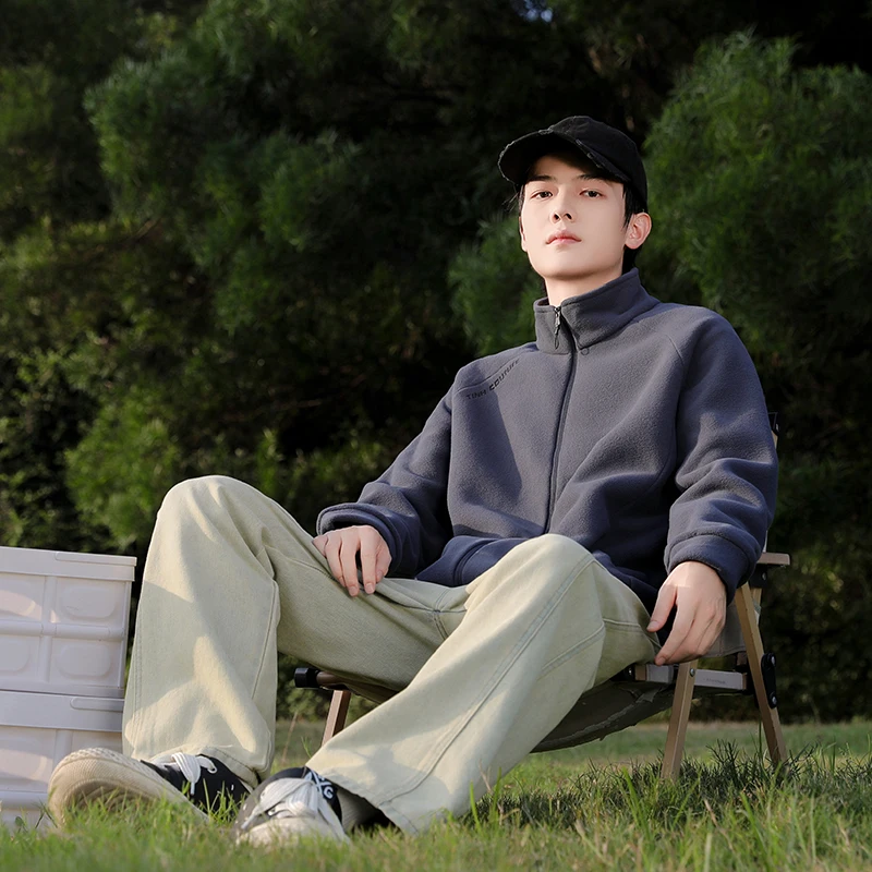 

Мужская модная двусторонняя кашемировая куртка для пар на весну и осень, для активного отдыха и спорта, с воротником-стойкой