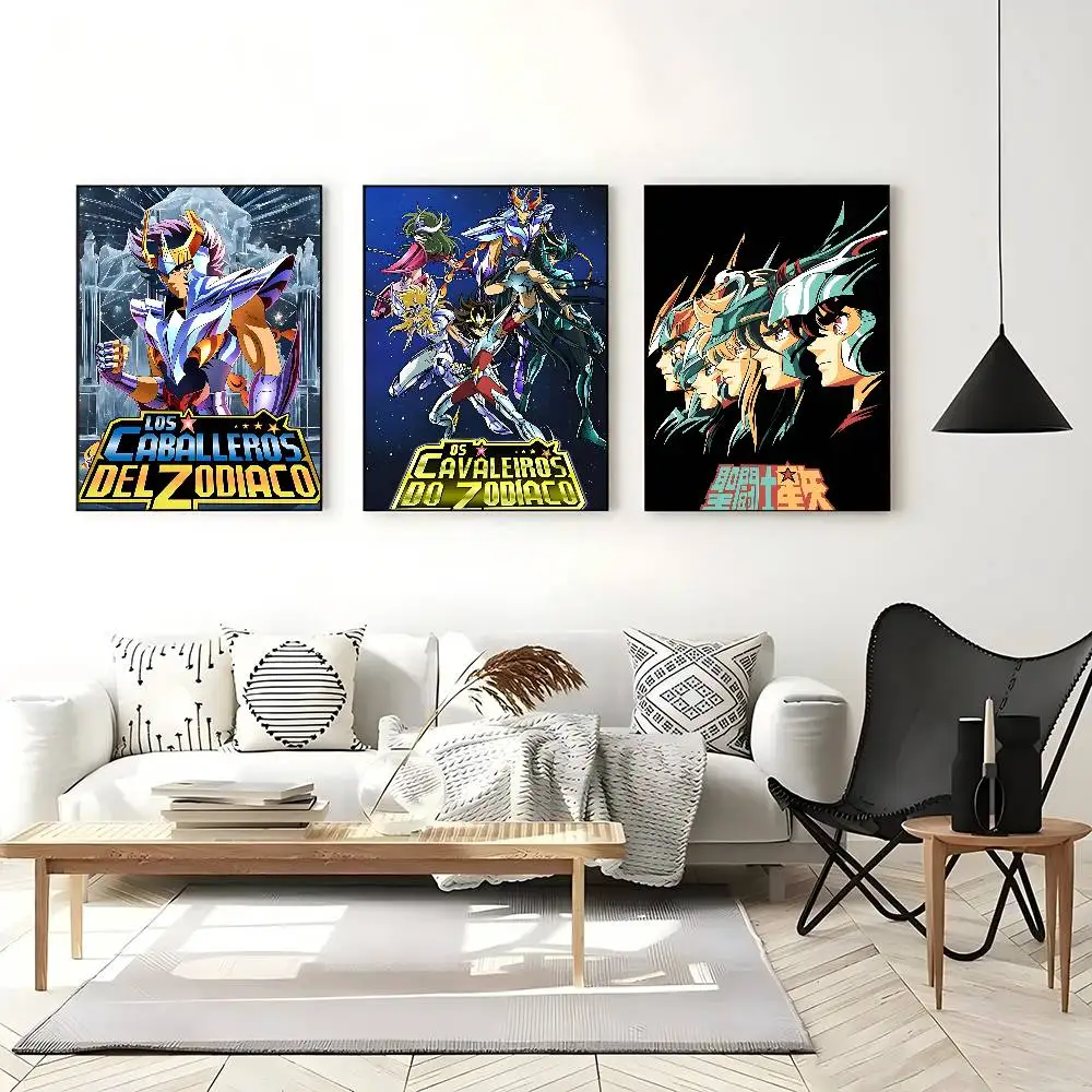 Cool s-saint s-seiya Anime clásico carteles Vintage papel blanco impresiones carteles obra de arte decoración de la habitación Kawaii