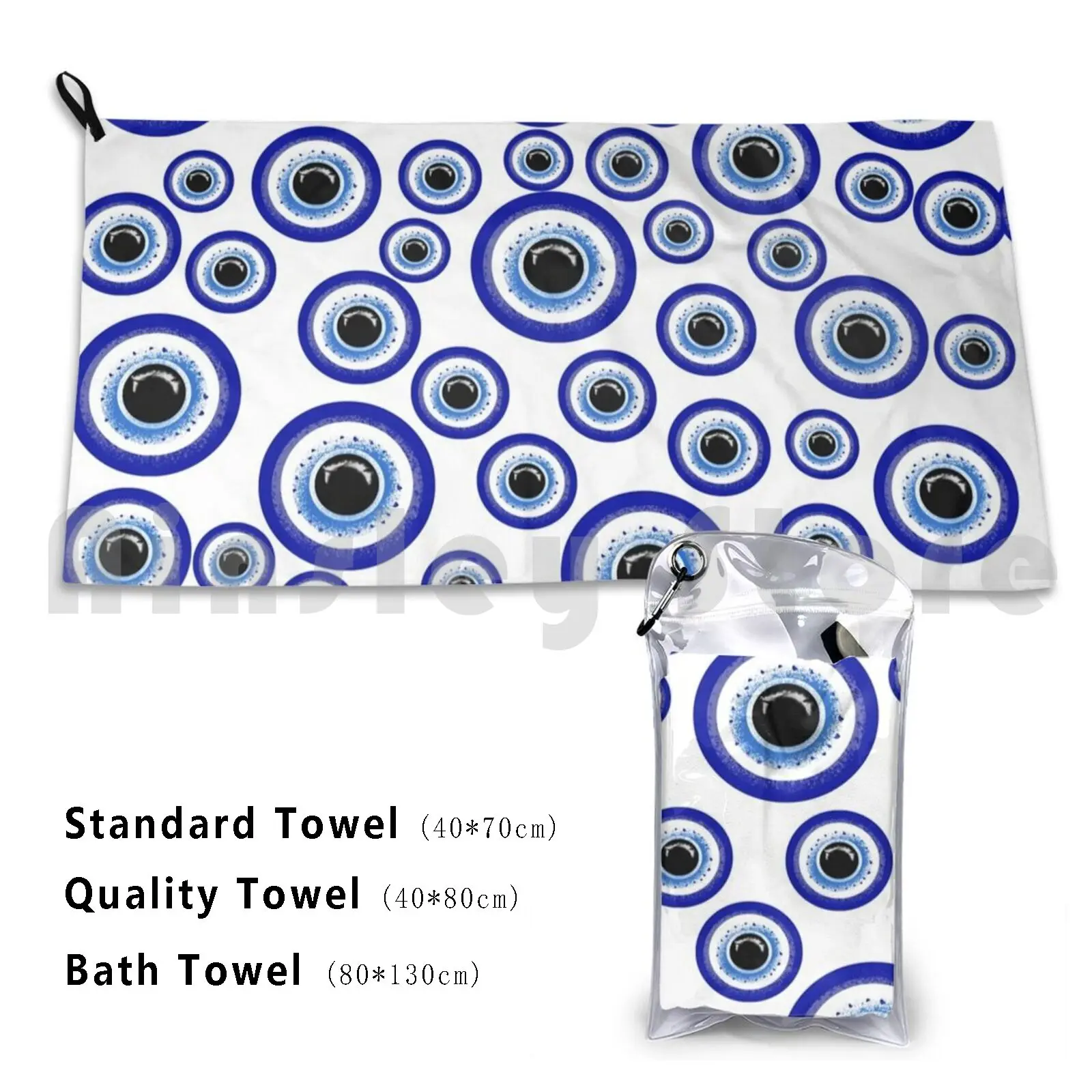 Evil Eye Mati Scattered Custom Towel Bath Towel Evil Eye Mati Mataki Superstition Greek Mati
