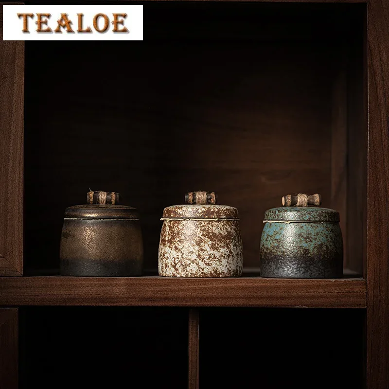 

Portable Mini Seal Tea Cans Ceramic Small Size Tea Storage Tank Stoneware Moisture-Proof Coffee Storage Tea Jar