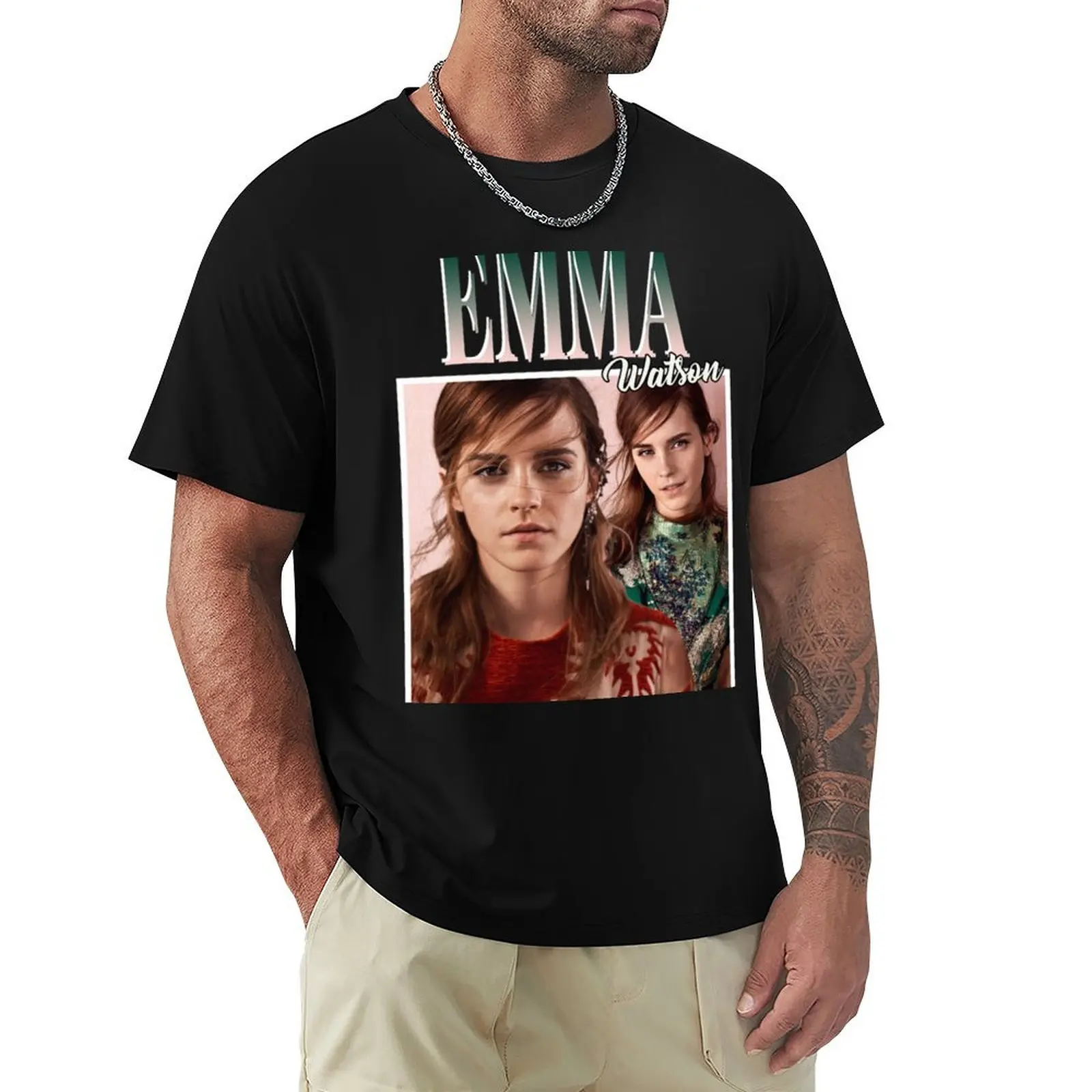

Emma Watson T-Shirt summer top graphic shirts customizeds rapper graphic tees Men's cotton t-shirt