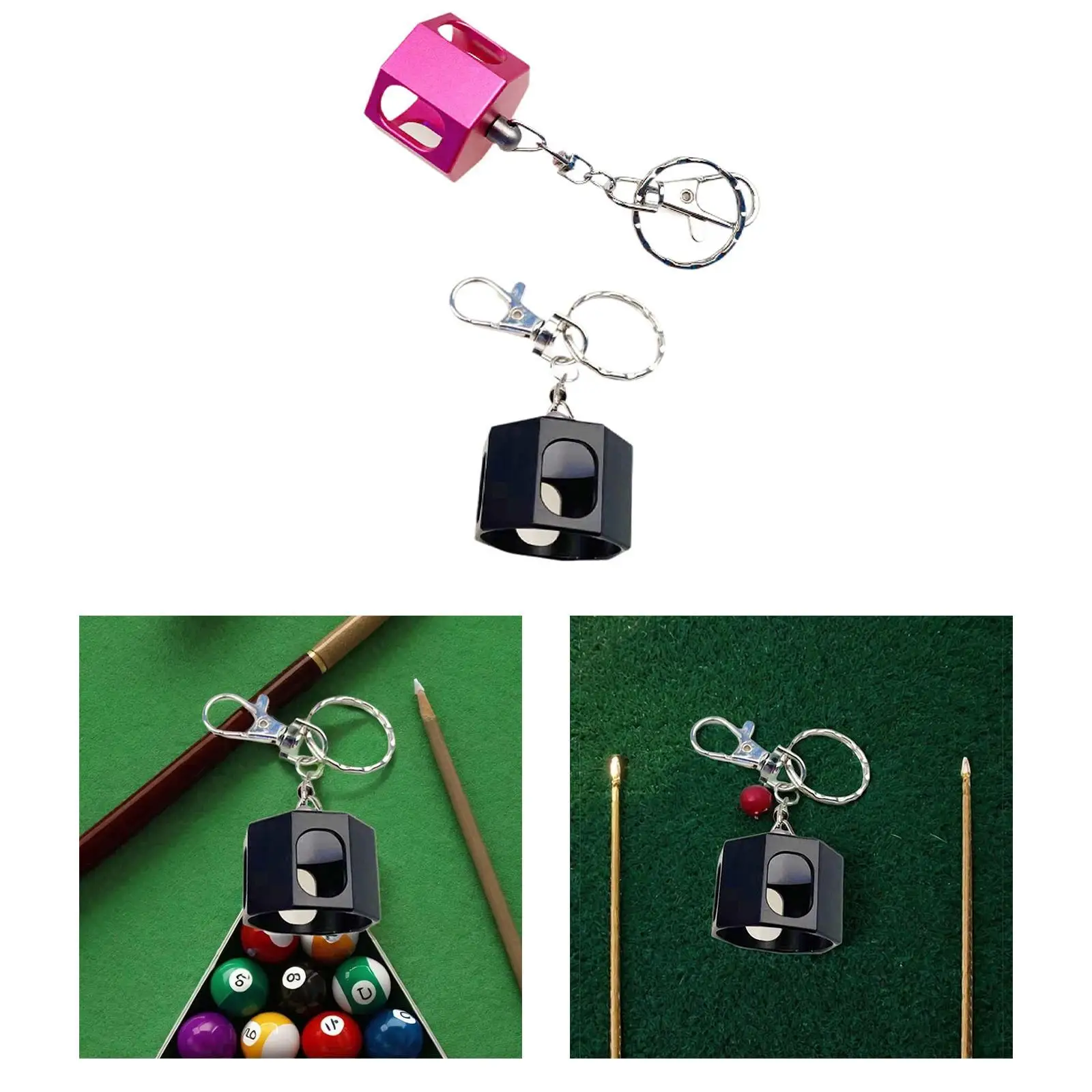 Pool Cue Chalk Holder Chalk Case with Keychain, Snooker Accessories, Compact