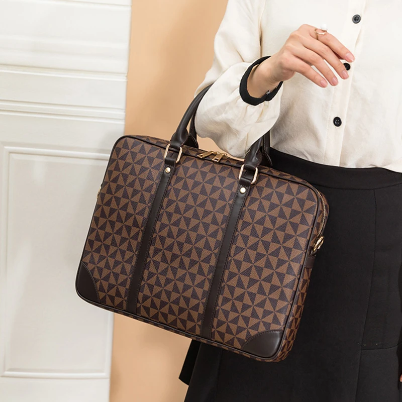 Large Capacity Men'S Briefcase Luxury PU Leather Executive Laptop Fashion Handbags Shoulder Business Casual Tote Document Bag