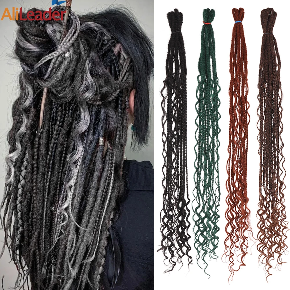 24" Double Ended Dreadlock Extension 5/10 Strands Synthetic Dreadlock Extension Boho Box Braid Hippie Style Dreadlocks For Women