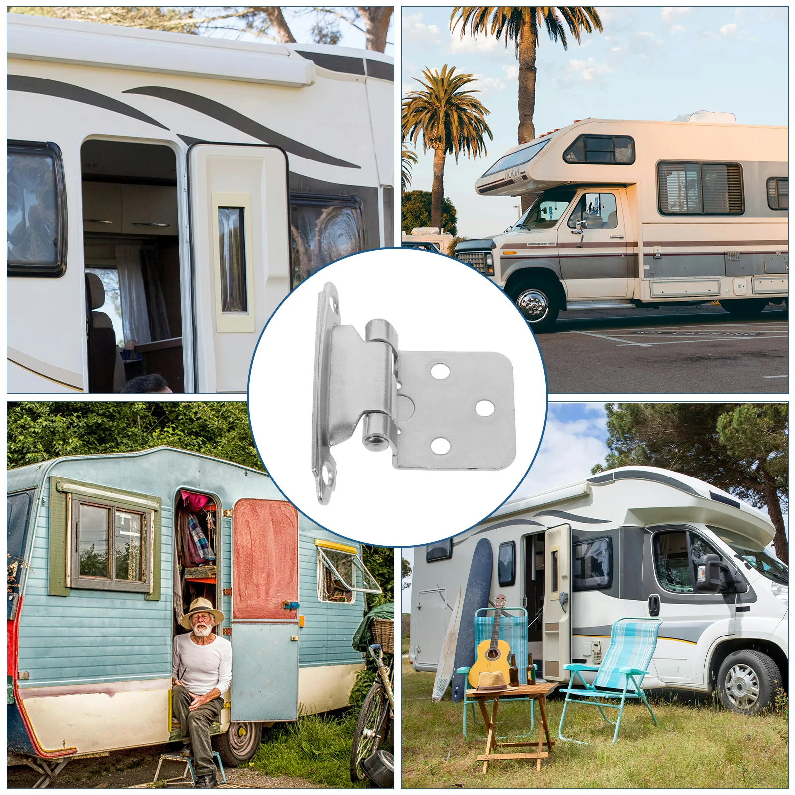 

Heavy Duty Self Closing Cabinet Door Camper Rv Silver Steel 1/2 Cover Hidden Gate Hardware Durability Longevity Smooth
