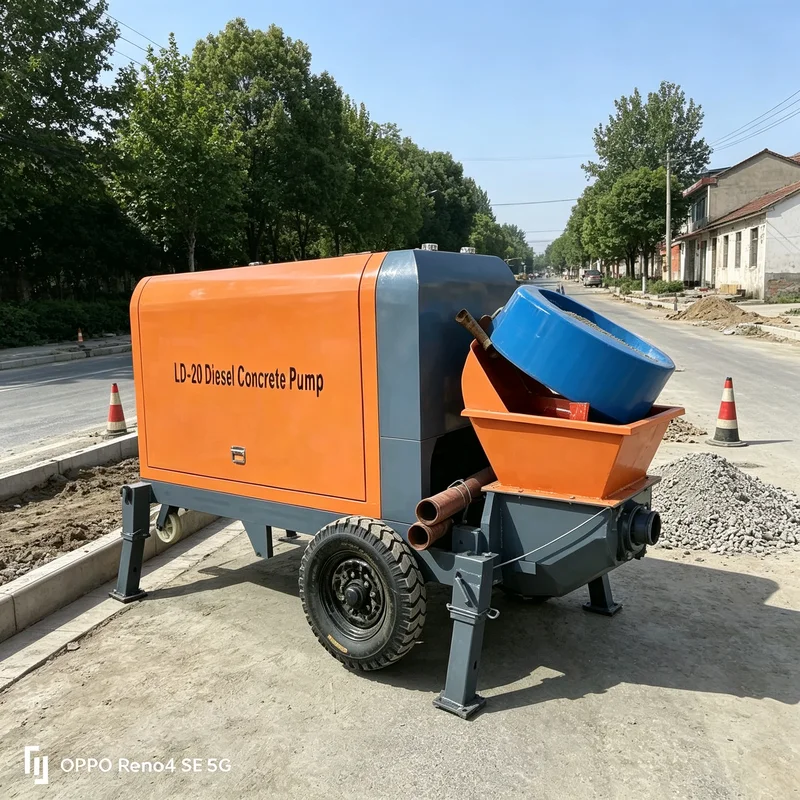 Portable Diesel Concrete Transfer Pump 28m3/h Output Wheeled Base Unit for Outdoor Rural Housing Construction Work