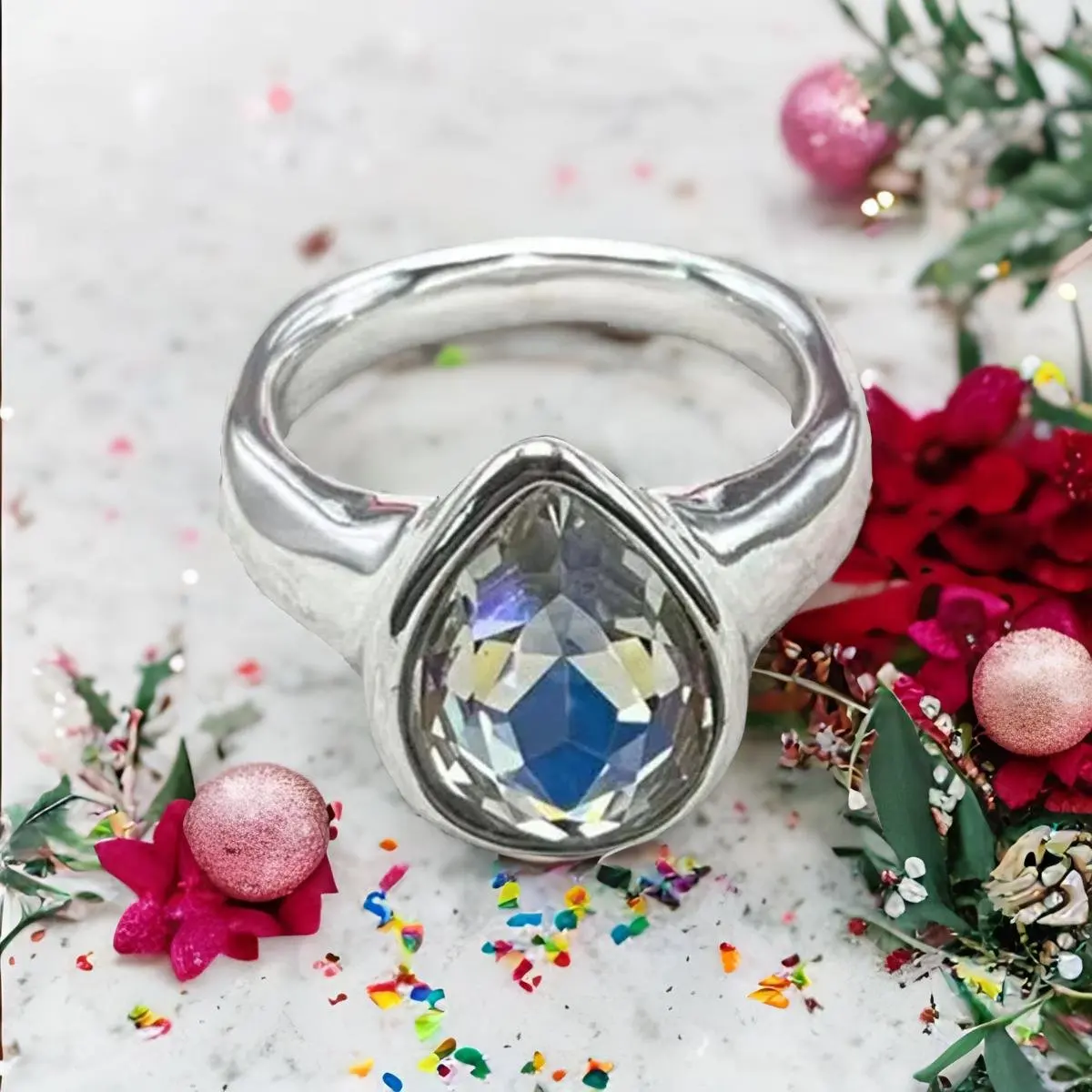 

2024 New UNOde50 Hot Selling Personalized Exquisite Water droplet Gem Ring Fashionable and High Quality Jewelry Gift Women