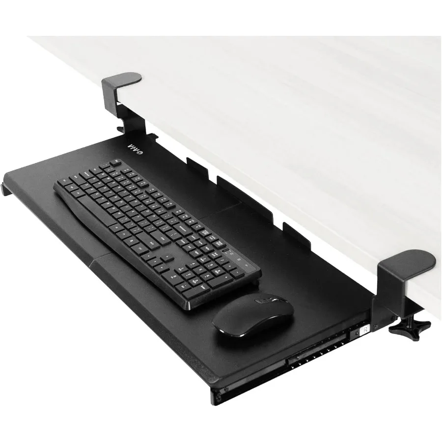 

Large UnderDesk Keyboard Tray with PullOut SlideOut Platform for Typing and Computing 27 Inches 33 Including Clamps x 11 Inch E