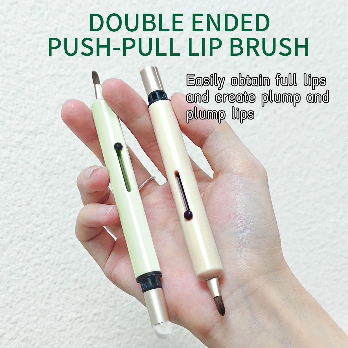 1 Double-Headed Lip Brush, Adjustable Telescopic Style, Outline Lip-Shaped Permanent Color Brush, Lint-Free, Convenient Storage.