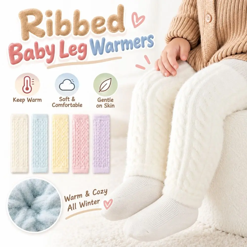 Ribbed Children Leg Warmers Knitted Texture Thick Warm Knitted Knee Socks Multiple Colors Stretch Fit Knee High Leg Sleeves